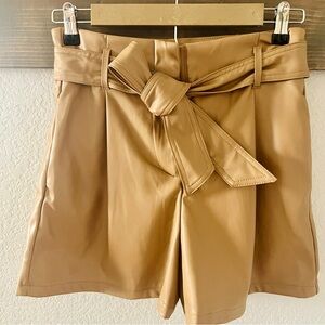High Waisted Faux Leather Shorts with belt.  Pleather.  Vegan Leather.